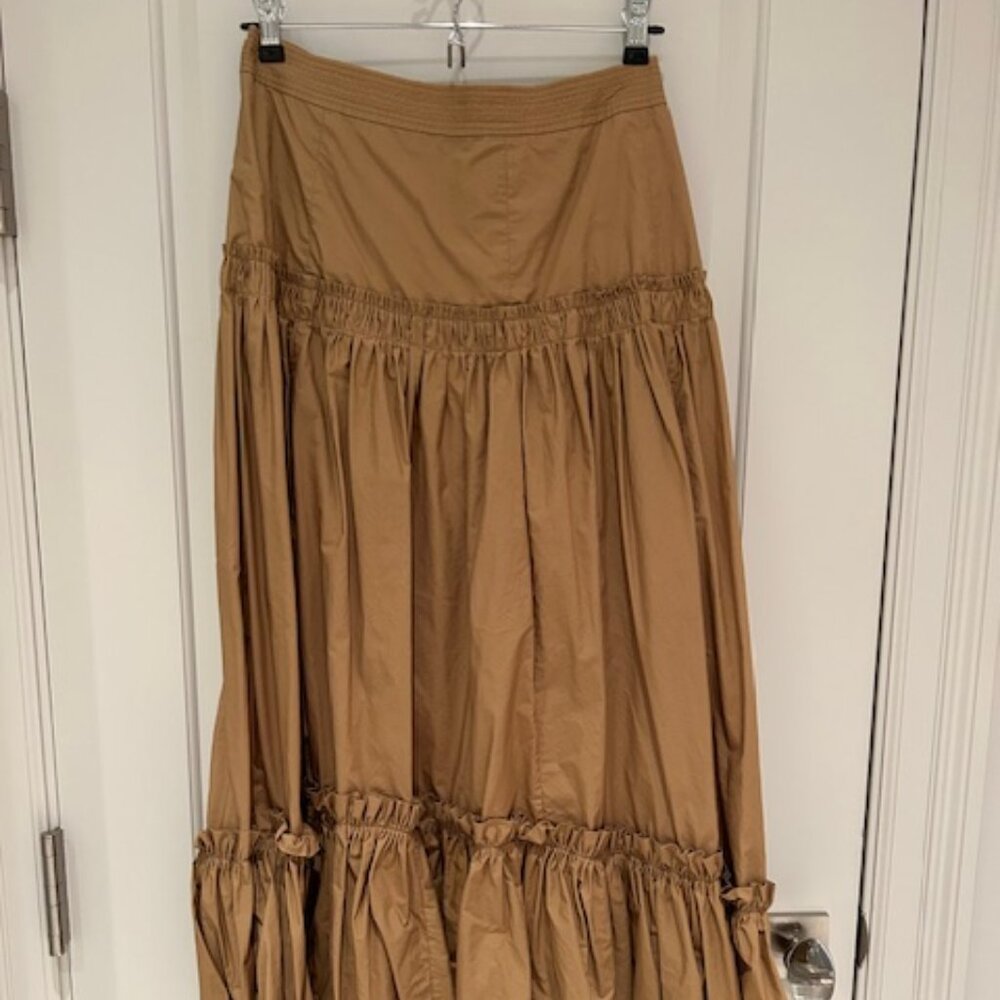 Cara Cara Camel Brown Tiered Maxi Skirt